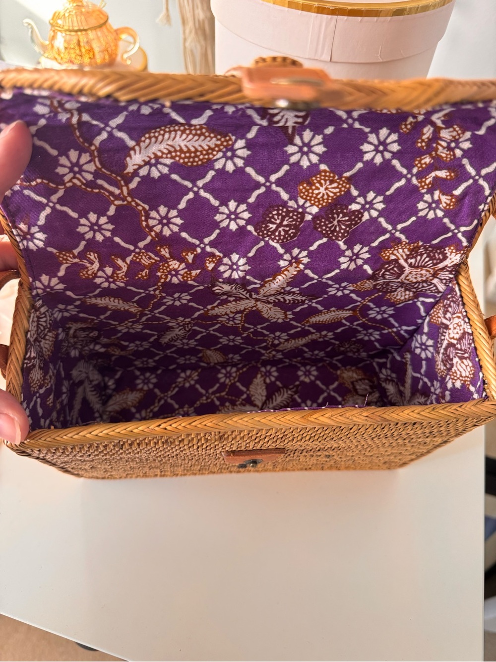 Woven Straw Shoulder Bag in Tan - Picture 3 of 3